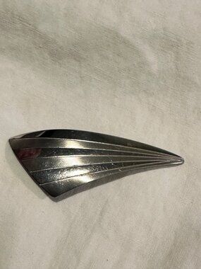 Vintage Stainless Steel Abstract Brooch Pin 3" Long Geometric Design Modernist S